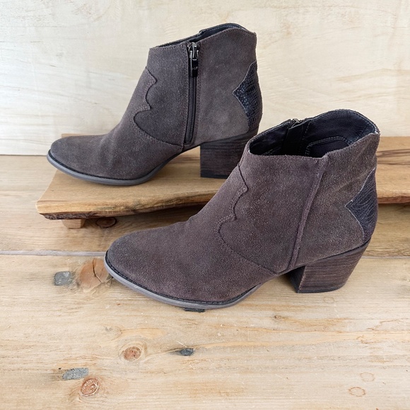 Marc Fisher Stefano Western Cowboy Ankle Boots 8 Brown - Picture 5 of 8